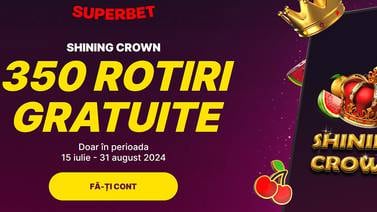 Joaca Shining Crown cu 350 rotiri gratuite fara depunere la Superbet